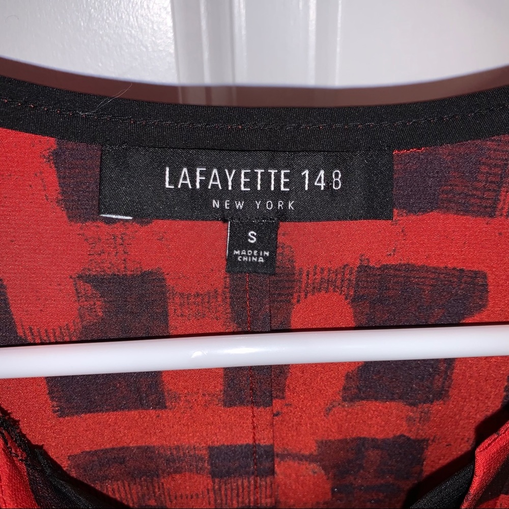 Lafayette 148 Red Patterned Blouse - image 2